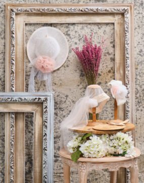 ΚΑ2.182021 Καπέλο λευκό ψάθινο πουά