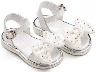 Πέδιλο με Φιόγκο και Στρας LU6122 Λευκό