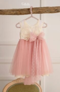 F2003.882000 Φόρεμα σάπιο μήλο με φιόγκο πουά