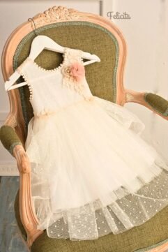 F2004.1002000 Φόρεμα ιβουάρ πουά με μπαντάνα