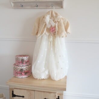 FΚ100.1142000 Σαλβάρι ιβουάρ με μπούστο πλεκτό