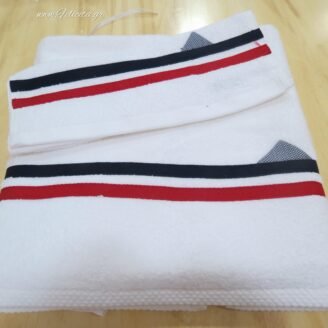 FK2007.2.232000 Λαδόπανα λευκά με κόκκινη και μπλε τρέσσα