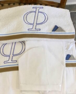 FK2008.302000 Σετ λαδόπανα λευκά με μονόγραμμα