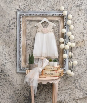 F1803.1002021 Φόρεμα ιβουάρ πουά με μπαντάνα