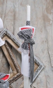 L224.342021 Λαμπάδα με δέσιμο γκρι κόκκινο