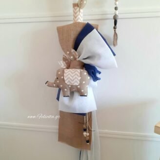 L220.362021 Λαμπάδα με ελέφαντάκι μπλε καφέ