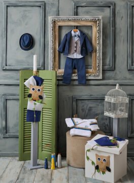 LP240.1431918 Πακέτο βάπτισης με κουκουβάγια μπλε