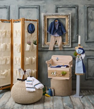 LP236.1681918 Πακέτο βάπτισης ξύλινο αλογάκι μπλε