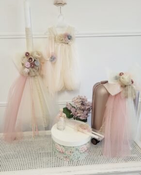 LP251.146.509854 Πακέτο βάπτισης σε γάζα λουλούδια