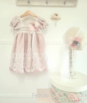 F.1002023 Φόρεμα με κοντό μανίκι σάπιο μήλο με μπαντάνα