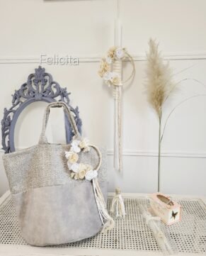 LP.1089854 Πακέτο βάπτισης Στεφανάκι με Χειροποίητα λουλούδια