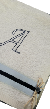 FK2027.23.509897 Λαδόπανα λευκά φάσα σιελ Με Μονόγραμμα