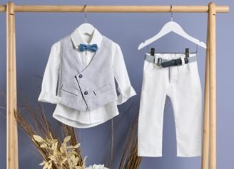 FA86.988569 Βαπτιστικό Σύνολο με λευκό παντελόνι