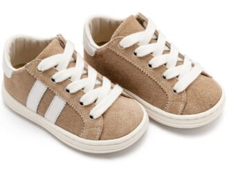 Δετά Δίχρωμα Σνίκερς  BS3086 Μπεζ Λευκό