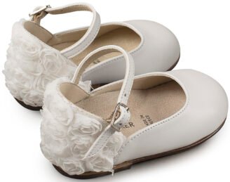 Γαλλικό Γοβάκι με Διακοσμημένη Φτέρνα απο Λουλούδια BW4503 Λευκό