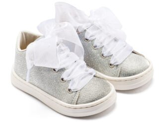 Sneaker απο Ύφασμα και Δέσιμο Κορδέλα BW4864 Ασημί