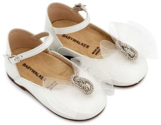 Γαλλικό Γοβάκι με Φιόγκο και Στρας BW4890  Εκρού