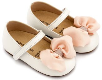 Γοβάκι Μονή Μπαρέτα με Σατέν Φιόγκο  BW4893 Εκρού Ροζ