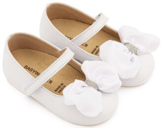 Γοβάκι Μονή Μπαρέτα με Σατέν Φιόγκο  BW4893 Λευκό