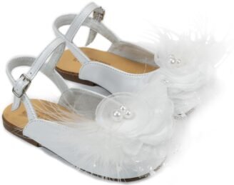 Δερμάτινο Σαμπό με Χειροποίητο Λουλούδι EXC5772 Λευκό