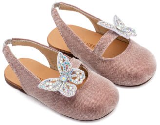 Γαλλικό Σαμπό Διακοσμημένο με Στρασένια Πεταλούδα στο Πλάι EXC5881 Ροζ