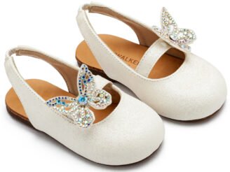 Γαλλικό Σαμπό Διακοσμημένο με Στρασένια Πεταλούδα στο Πλάι EXC5881 Λευκό