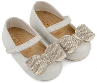 Γοβάκι Μονή Μπαρέτα Διακοσμημένο με Στρασένιο Φιόγκο EXC5883 Λευκό Πάγου