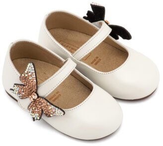 Γοβάκι με Στρασένια Πεταλούδα στο Πλάι EXC5894 Εκρού