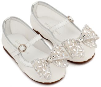 Γοβάκι απο Ύφασμα Φιλντιρέ και Φιόγκο Στρας EXC5903 Λευκό