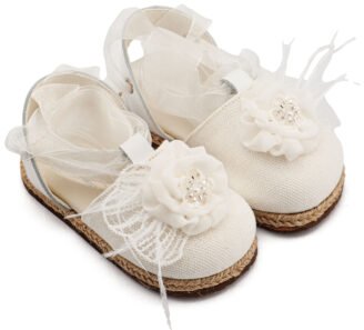 Εσπαντρίγια με Χειροποίητο Διακοσμητικό με Πούπουλα EXC5905 Λευκό