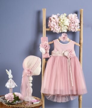 F2069.825698 Φόρεμα Σάπιο μήλο Πουά με μπαντάνα ή κορδέλα