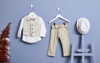 FA64.852310 Ντύσιμο με γιλέκο εκρού-λαδί