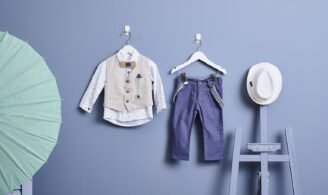 FA69.882367 Ντύσιμο με γιλέκο γκρι-παντελόνι λεβάντα και τιράντες