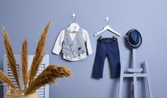 FA71.882367 Ντύσιμο με γιλέκο μπλε και παντελόνι μπλέ