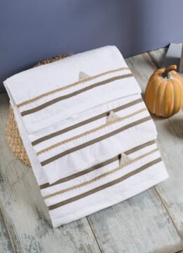 FK2049.23,502489 Σετ λαδόπανα λευκά με Λαδί και μπέζ τρέσες