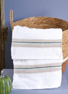 FK2051.23,509825 Σετ λαδόπανα για αγόρι λευκά με μπέζ φάσα και μέντα τρέσα