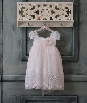 F2033.1021517 Φόρεμα με Μανικάκη σε λευκή δανδέλα