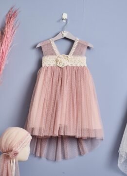 F2023.1002021 Φόρεμα πουά σάπιο μήλο με μπαντάνα