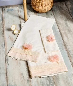 FK2033.24503824 Σέτ Λαδόπανα Ιβουάρ με Βολαν Τούλι