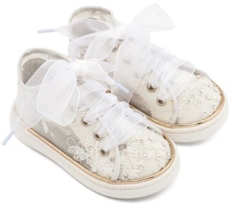 Sneaker απο Ύφασμα Φιλντιρέ Λουλούδια LU6129 Λευκό