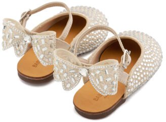 Σαμπό Διακοσμημένο Ολόγυρα με Στρας και Φιόγκο απο Στρας στη Φτέρνα LU6132 Μπεζ