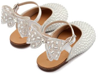 Σαμπό Διακοσμημένο Ολόγυρα με Στρας και Φιόγκο απο Στρας στη Φτέρνα LU6132 Λευκό