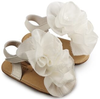 Πέδιλο με  Chiffon Λουλούδια MI1559 Εκρού