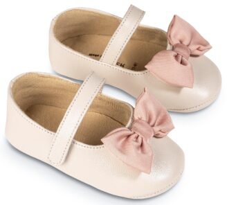 Γοβάκι Μονή Μπαρέτα με Υφασμάτινο Χειροποίητο Φιογκάκι MI1646 Εκρού Ροζ