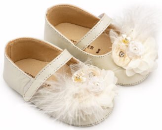 Γοβάκι Μονή Μπαρέτα με Υφασμάτινο Χειροποίητο Φιογκάκι MI1663 Εκρού