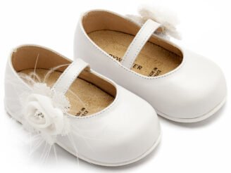 Γοβάκι  Μονή Μπαρέτα με Λουλούδι  PRI2640 Λευκό