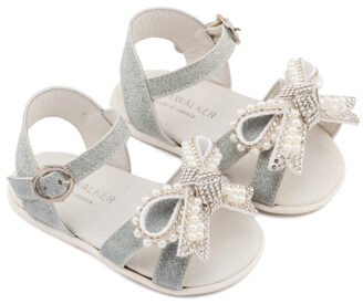 Πέδιλο Διακοσμημένο με Φιόγκο απο Πέρλες PRI2655 Ασημί