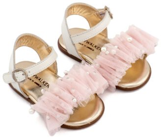 Πέδιλο με Χειροποίητο Διακοσμητικό απο Τούλι και PRI2656 Εκρού Ροζ