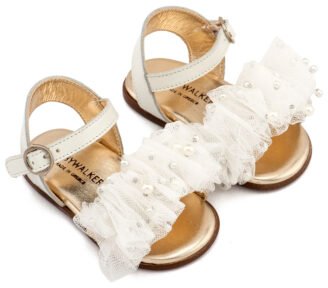 Πέδιλο με Χειροποίητο Διακοσμητικό απο Τούλι και PRI2656 Εκρού