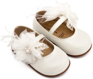 Γοβάκι Μονή Μπαρέτα Χειροποίητο Λουλούδι με Πούπουλα PRI2658 Εκρού